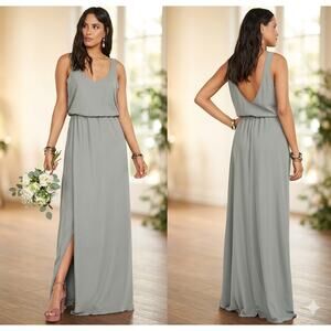 Show Me Your Mumu Kendall Maxi Dress Charcoal V Neck Bridesmaid Medium